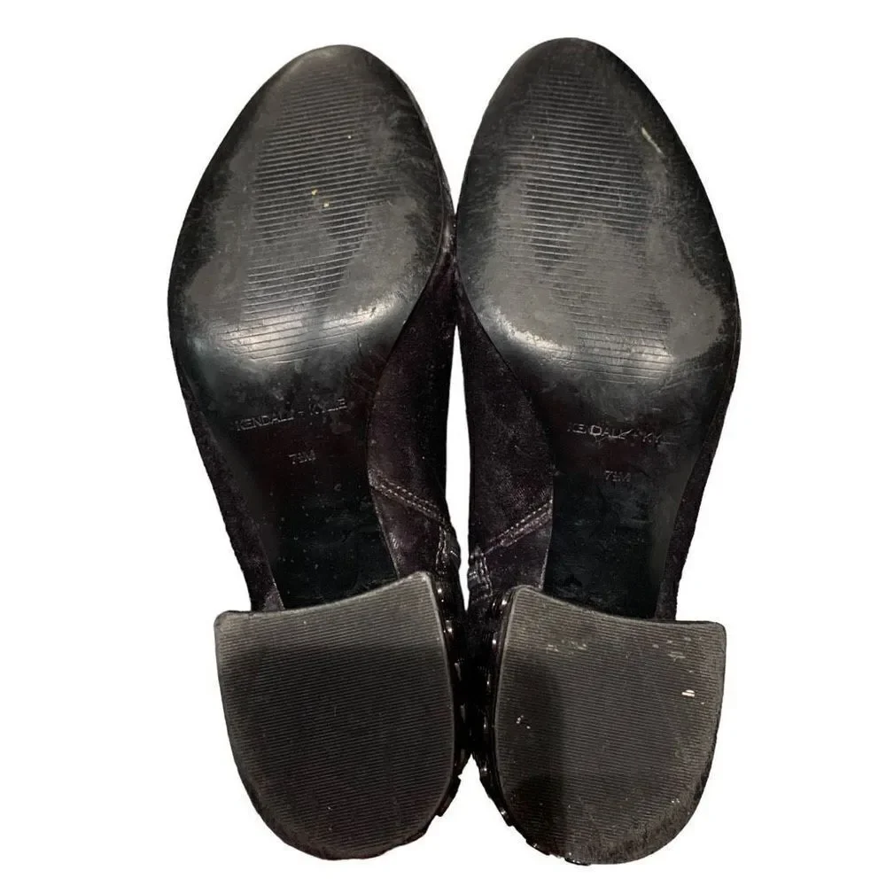 Kendall & Kylie‎ Velvet Gray Studded Heel Ankle Boot Zip Women’s 7-1/2M EUC
